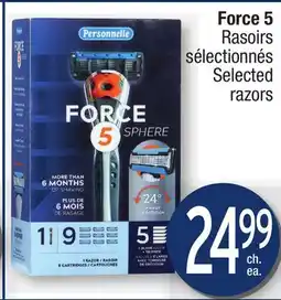 Jean Coutu Personnelle Force 5 Selected razors offer