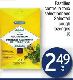 Jean Coutu Personnelle Selected cough lozenges offer