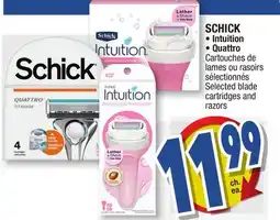 Jean Coutu SCHICK Selected blade cartridges and razors offer