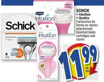 Jean Coutu SCHICK Selected blade cartridges and razors offer