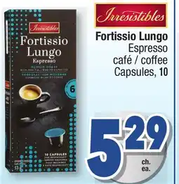 Jean Coutu Irresistible Fortissio Lungo Espresso coffee Capsules, 10 offer