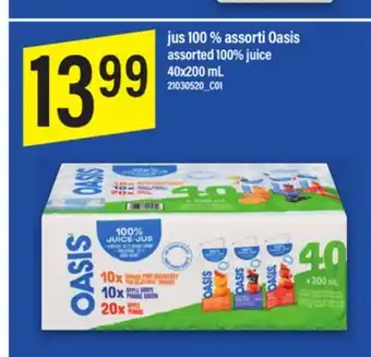 Maxi JUS 100 % ASSORTI OASIS,40X200 ML offer