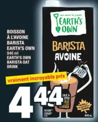 Super C BOISSON À L'AVOINE BARISTA EARTH'S OWN | EARTH'S OWN BARISTA OAT DRINK offer