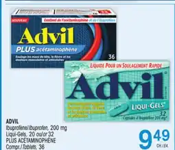Uniprix ADVIL Ibuprofène/Ibuprofen, 200 mg Liqui-Gels, PLUS ACÉTAMINOPHÈNE offer