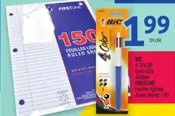 Uniprix BIC 4 COLOR Stylo-bille Ballpen FIRSTLINE Feuilles lignées/Ruled sheets offer