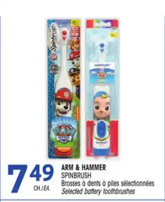 Uniprix ARM & HAMMER SPINBRUSH Brosses à dents à piles sélectionnées/Selected battery toothbrushes offer