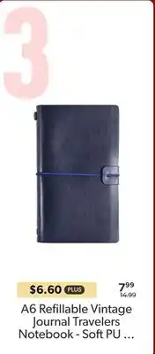 Shopper+ A6 Refillable Vintage Journal Travelers Notebook - Soft PU offer