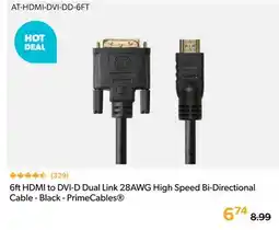 Shopper+ 6ft HDMI to DVI-D Dual Link 28AWG High Speed Bi-Directional Cable - Black - PrimeCables offer