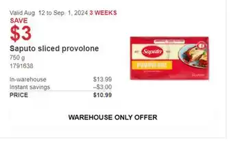 Costco Saputo sliced provolone offer