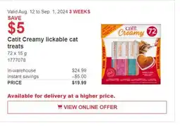 Costco Catit Creamy lickable cat treats offer