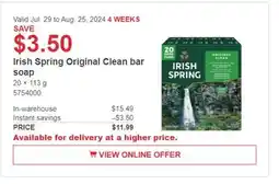 Costco Irish Spring Original Clean bar soap offer