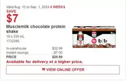Costco Musclemilk chocolate protein shake offer