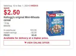 Costco Kellogg's original Mini-Wheats cereal offer