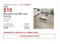 Costco Devonshire oak SPC vinyl flooring offer