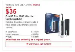 Costco Oral-B Pro 5000 electric toothbrush kit offer