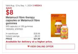 Costco Metamucil fibre therapy capsules or Metamucil fibre gummies offer