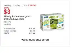 Costco Wholly Avocado Organic smashed Avocado offer