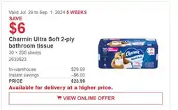 Costco Charmin Ultra Soft 2-ply bathroom tissue offer