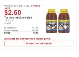 Costco Tostitos medium salsa offer