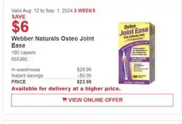 Costco Webber Naturals Osteo Joint Ease offer