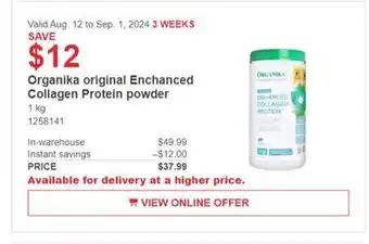 Costco Organika original Enchanced Collagen Protein powder offer