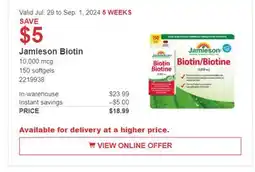Costco Jamieson Biotin offer