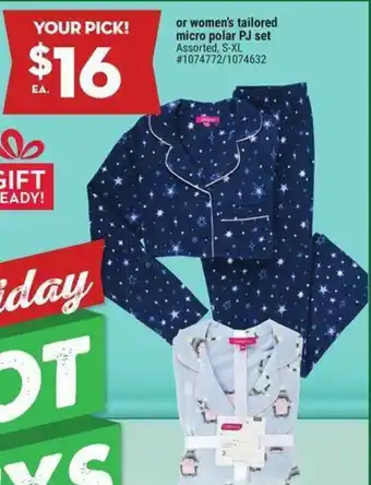 Giant Tiger Women's tailored micro polar PJ set offer