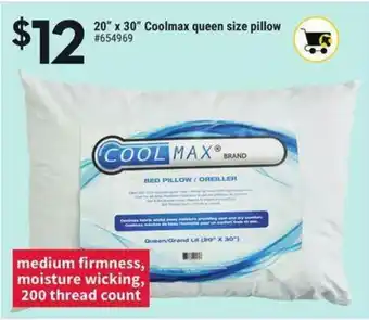 Giant Tiger Coolmax queen size pillow offer