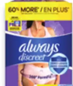Walmart Always Discreet Incontinence Products offer