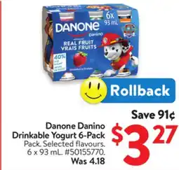 Walmart Danone Danino Drinkable Yogurt 6-Pack offer