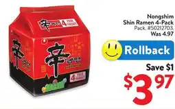 Walmart Nongshim Shin Ramen 4-Pack offer