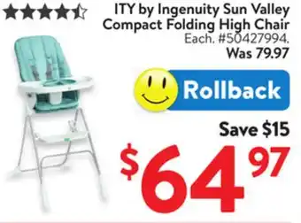 Walmart ITY by Ingenuity Sun Valley Compact Folding High Chair offer