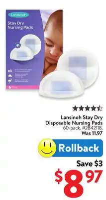 Walmart Lansinoh Stay Dry Disposable Nursing Pads offer