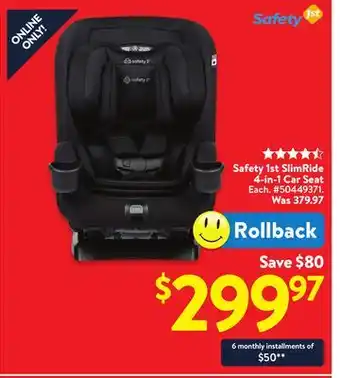 Walmart Safety 1st SlimRide 4-in-1 Car Seat offer