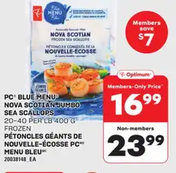 Independent Grocer PC BLUE MENU NOVA SCOTIAN JUMBO SEA SCALLOPS, 20-40 PER LB 400 G offer