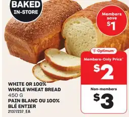Independent Grocer WHITE OR 100% WHOLE WHEAT BREAD, 450 G offer