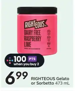 Sobeys RIGHTEOUS Gelato or Sorbetto offer