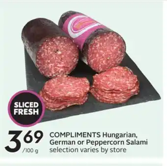 Sobeys COMPLIMENTS Hungarian, German or Peppercorn Salami offer