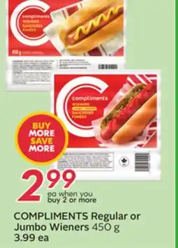 Sobeys COMPLIMENTS Regular or Jumbo Wieners offer