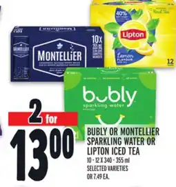 Metro BUBLY OR MONTELLIER SPARKLING WATER OR LIPTON ICED TEA offer