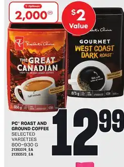 Loblaws PC ROAST AND GROUND COFFEE, 800-930 G offer