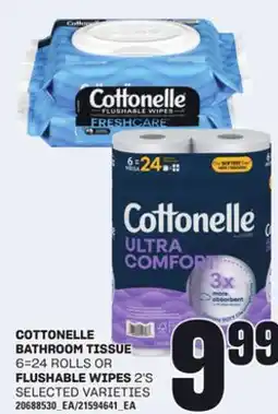 Loblaws COTTONELLE BATHROOM TISSUE 6=24 ROLLS OR FLUSHABLE WIPES 2'S offer
