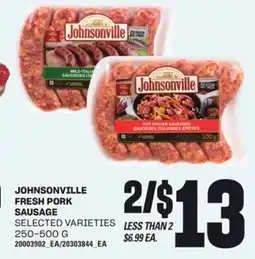 Loblaws JOHNSONVILLE FRESH PORK SAUSAGE, 250-500 G offer