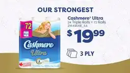 Loblaws CASHMERE ULTRA, 24 TRIPLE ROLLS = 72 ROLLS offer