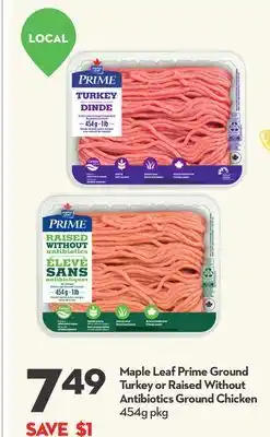 Longo's Prime Ground Turkey or Raised Without Antibiotics Ground Chicken offer