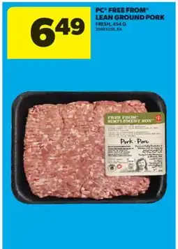 Real Canadian Superstore PC FREE FROM LEAN GROUND PORK, 454 G offer