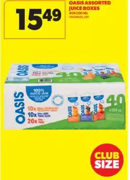 Real Canadian Superstore OASIS ASSORTED JUICE BOXES, 40X200 ML offer