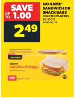 Real Canadian Superstore NO NAME SANDWICH OR SNACK BAGS, 80/100'S offer