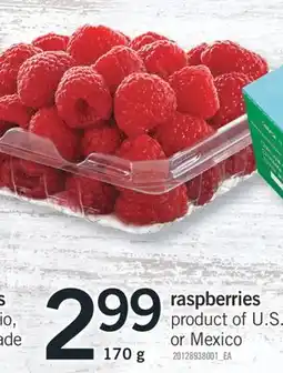 Fortinos RASPBERRIES, 170G offer