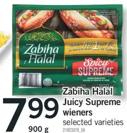 Fortinos ZABIHA HALAL JUICY SUPREME WIENERS, 900 g offer